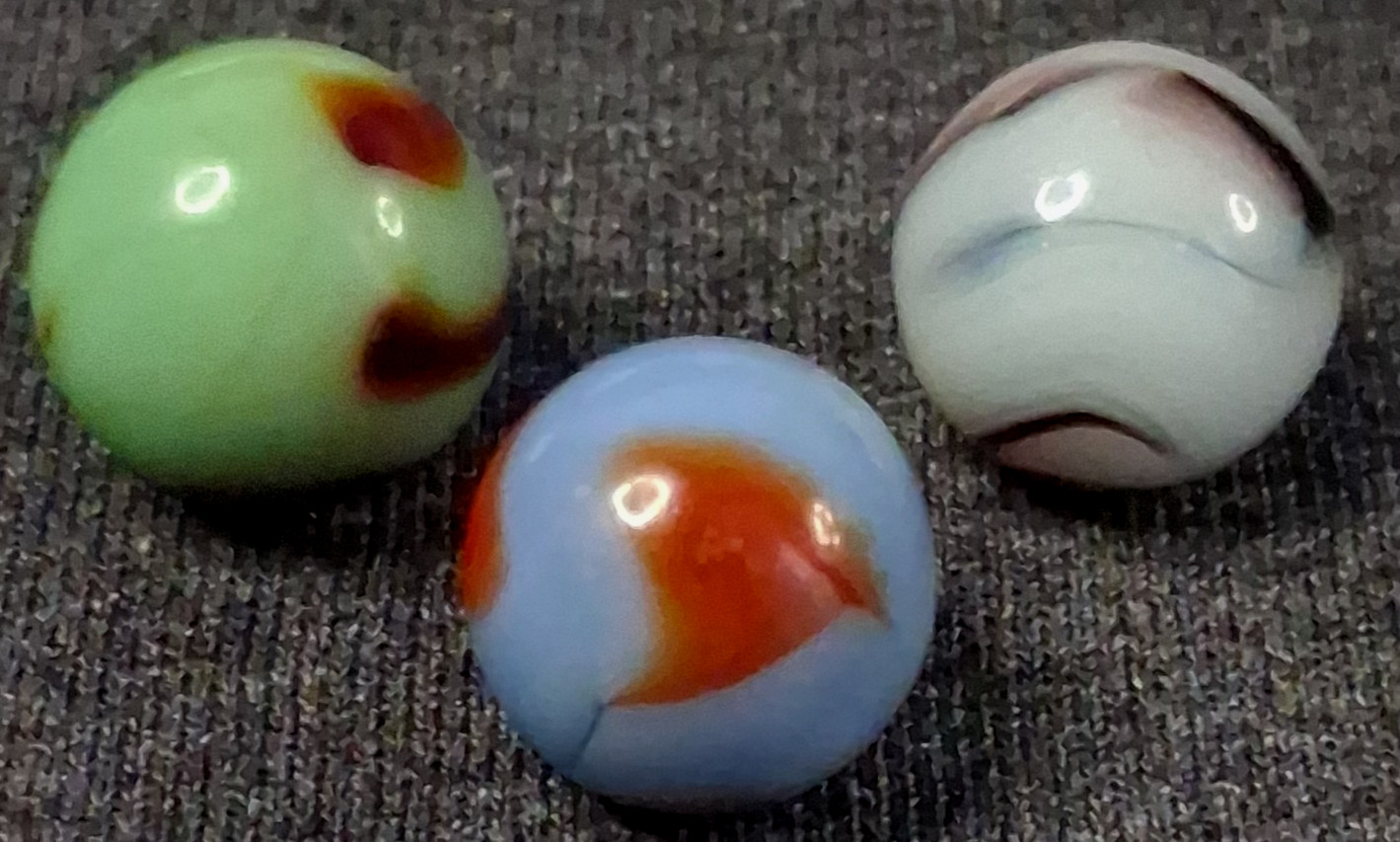 Vintage Alley Agate Set Of 3 Swirl Marbles 5/8″ – All Mint Condition 526185
