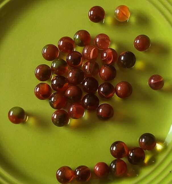 Thirty Six (36) ~ Clear & Amber ~ “Clearie” ~ Glass Marbles ~ 16mm – 18mm ~ 11