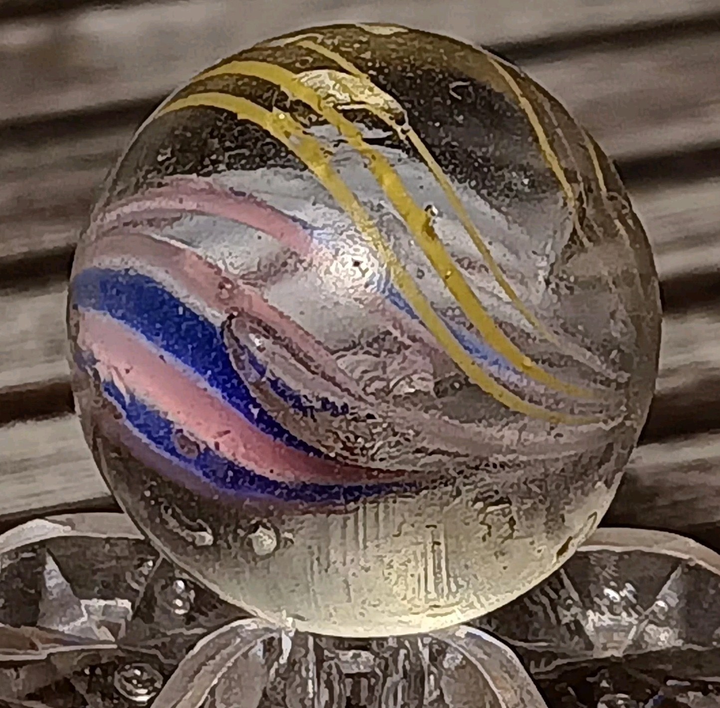 German Divided Core Swirl Marble. .66″ Good. Antique Handmade Marble.