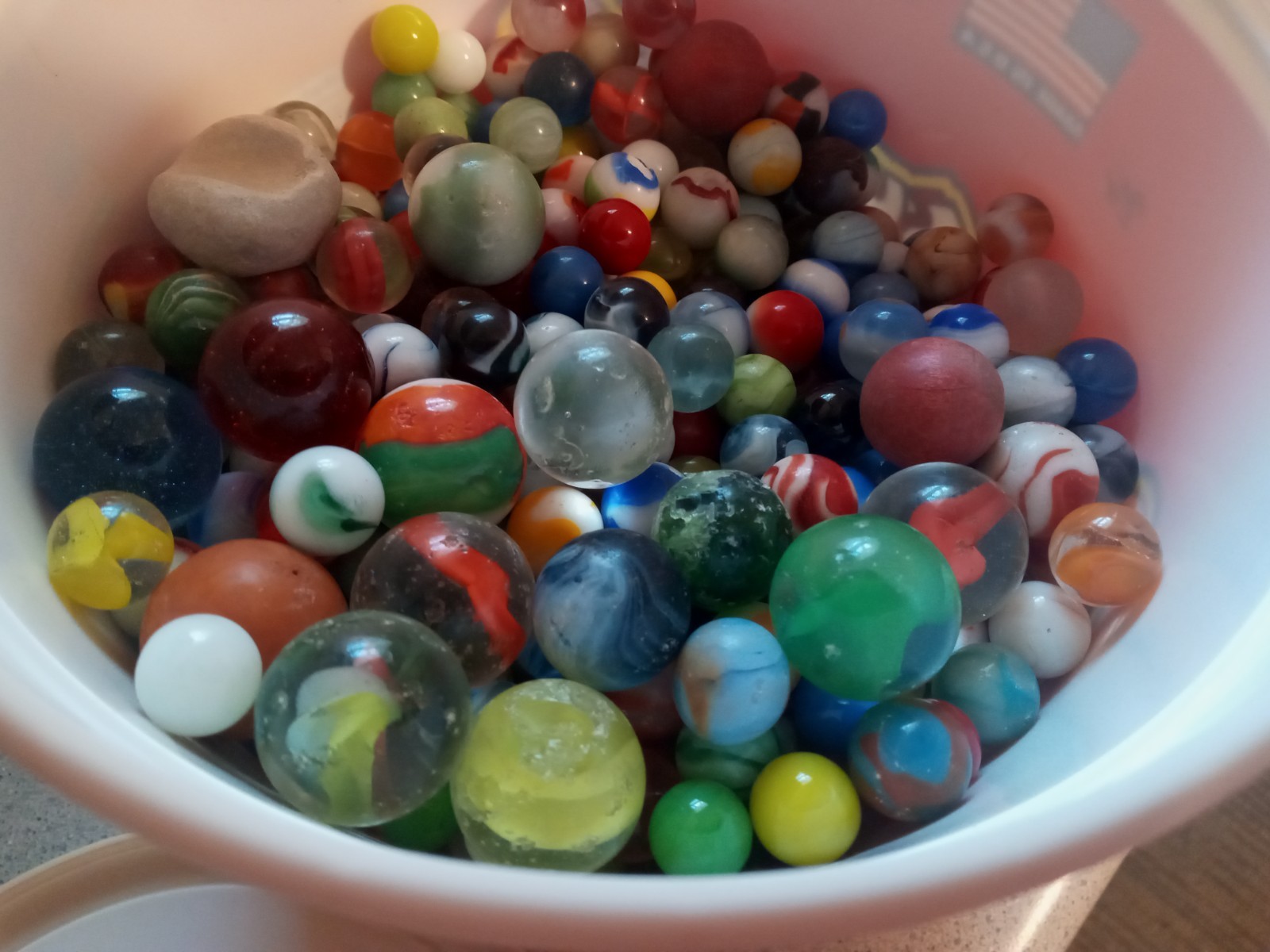 Antique & Vintage Mixed Marble Lot of 12lbs Marbles Great Old Collection Bucket