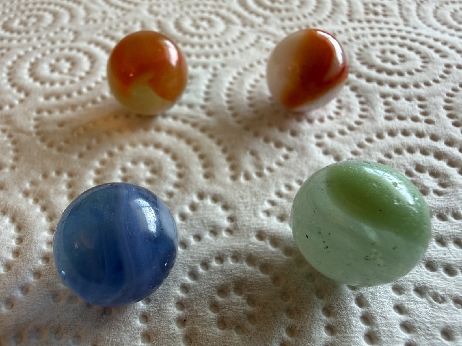 Mixed Lot of 20 Antique Glass Marbles, Assorted Colors, Styles & Sizes