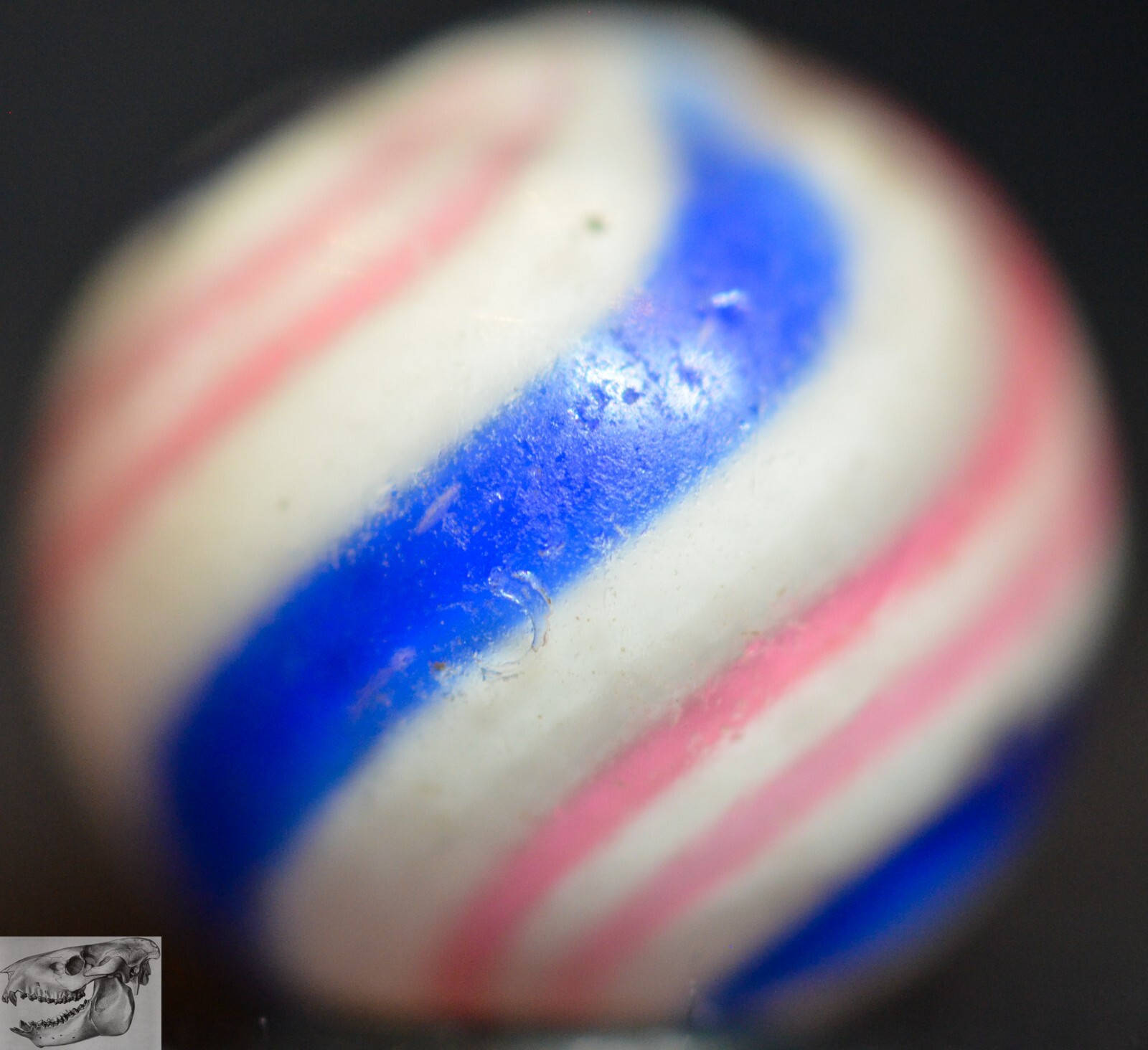 Handmade Peppermint Swirl Marble, 9/16 in, Good+ Cond., Germany 1860-1920, S1032