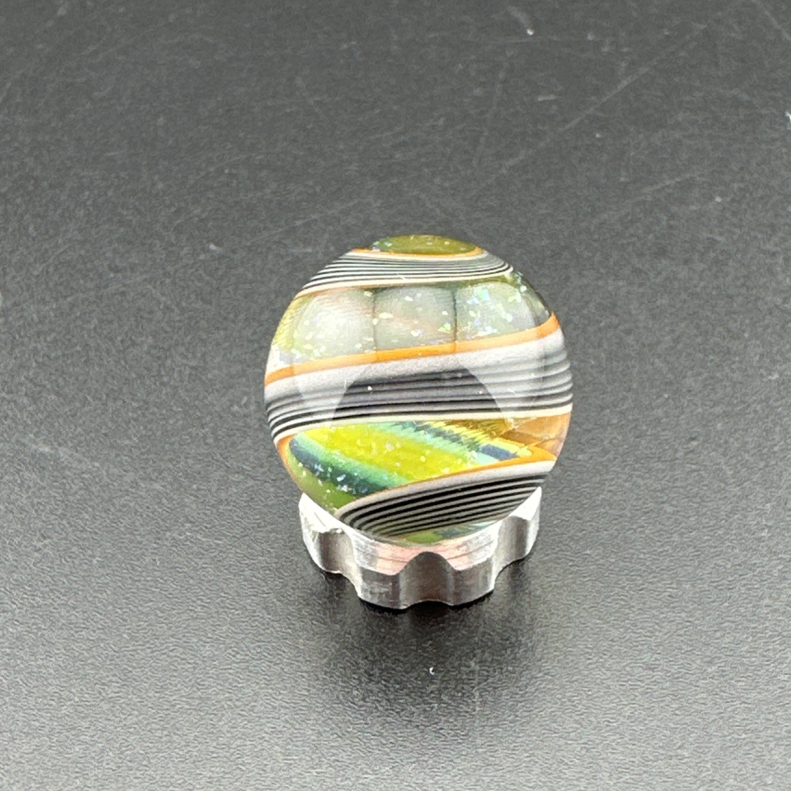 Contemporary Handmade Art Glass Marble .75″ BRIGHT UV Green Core, Swirl, & Opal!