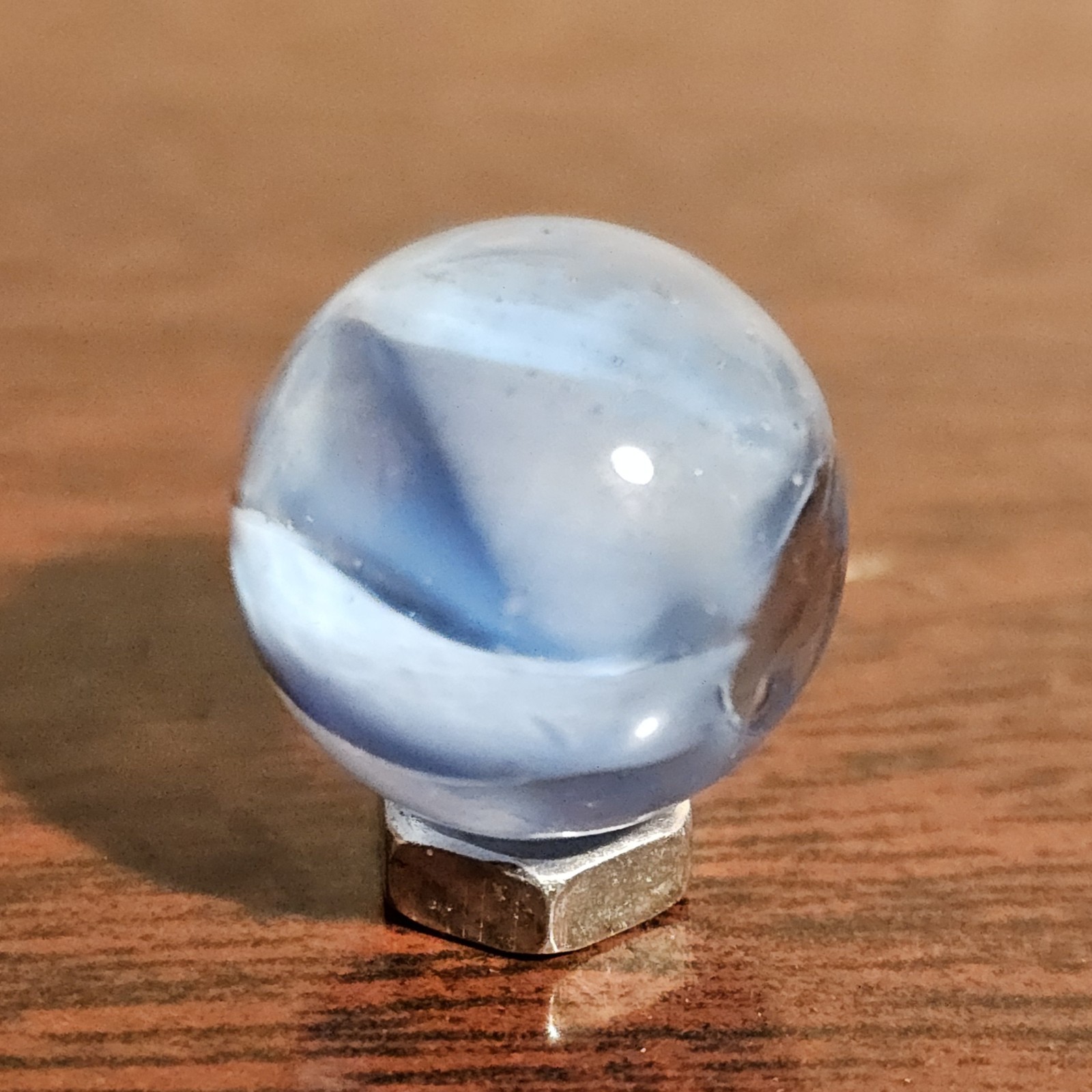 Vintage CE Bogard Light Blue 4 Lobe Floppy .625″ Glass Marble