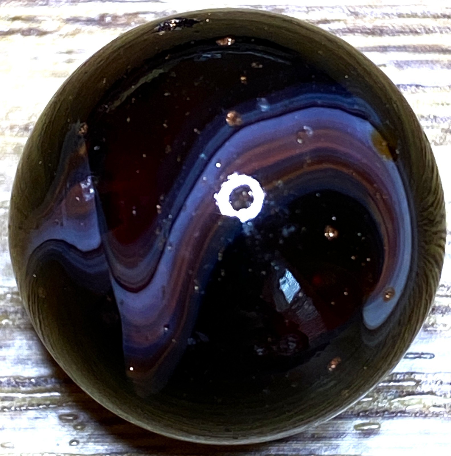 DAS/JABO ASUPER DARK CHERRY WITH LUTZ TRANSLUCENT SWIRLED SHOOTER .72″ M851