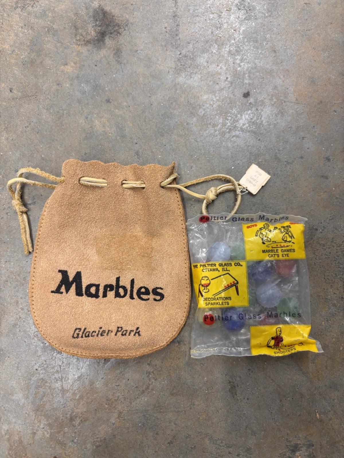 Vintage Peltier Glass Marbles Sealed Bag Cat’s Eye Sparklets Glacier Park NEW