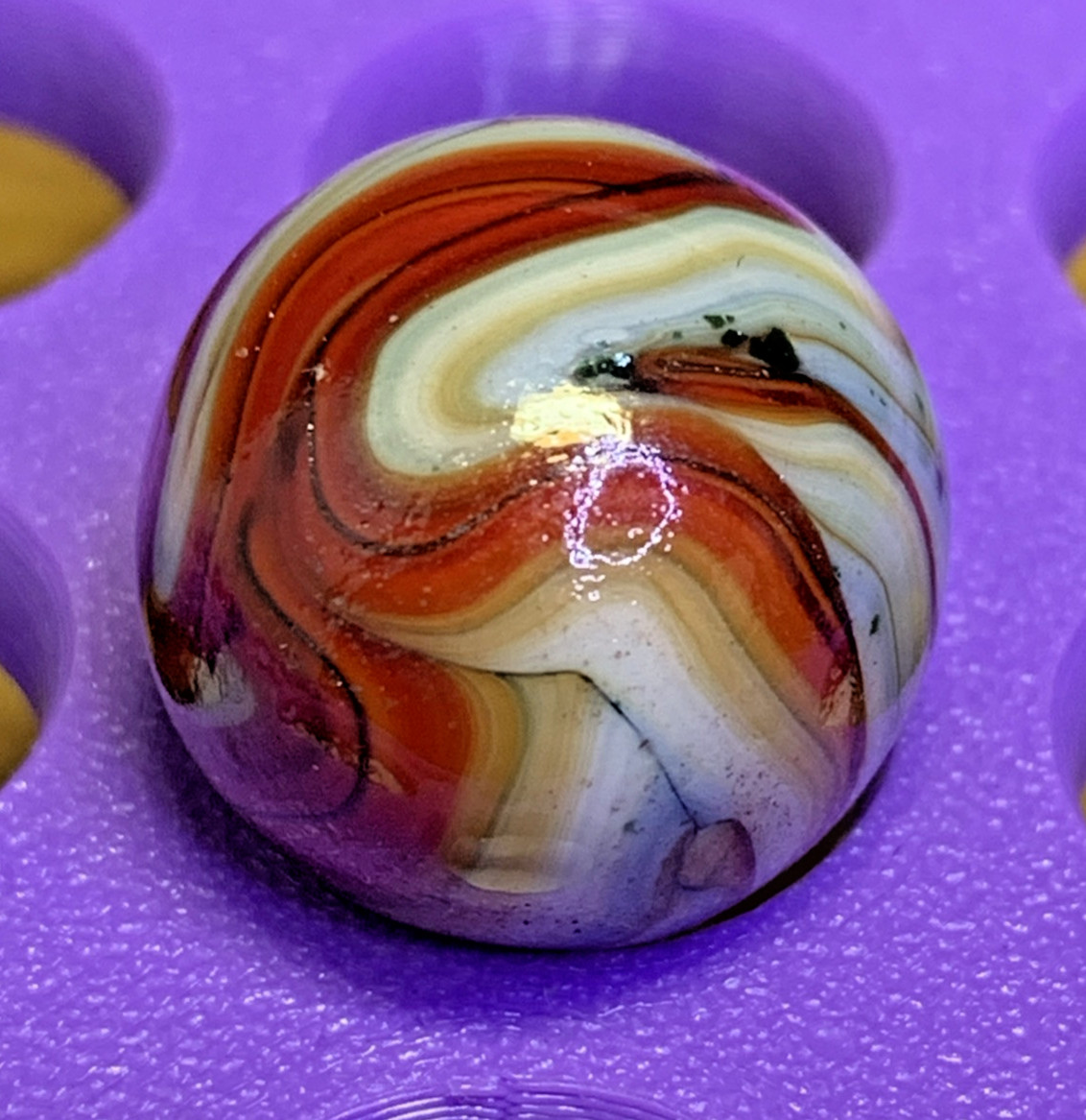 DAS/JABO/WV AMAZING ERROR SWIRLS SPECKS OXBLOOD FLAMES SHOOTER .73″ 10B/50