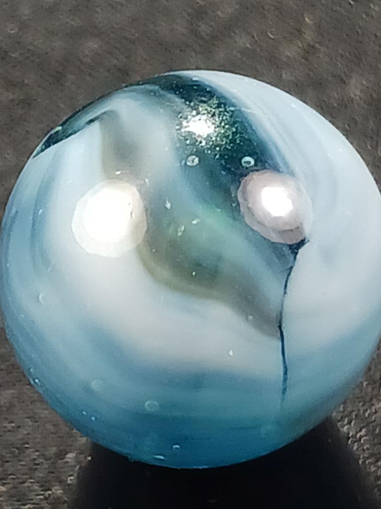 Vitro Agate .53″ Aqua Black Tri-Lite Near Mint Condition Serious Marble A256
