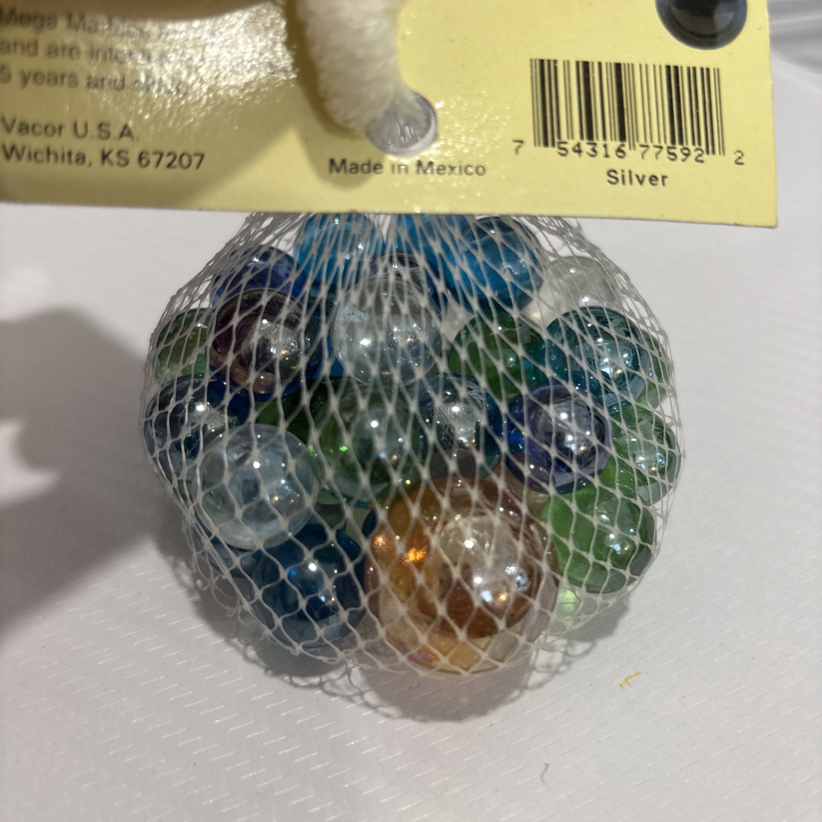 “SILVER” VACOR MEGA MARBLES Vintage 1990s Net Bag 35 16mm/1 25mm Shooter