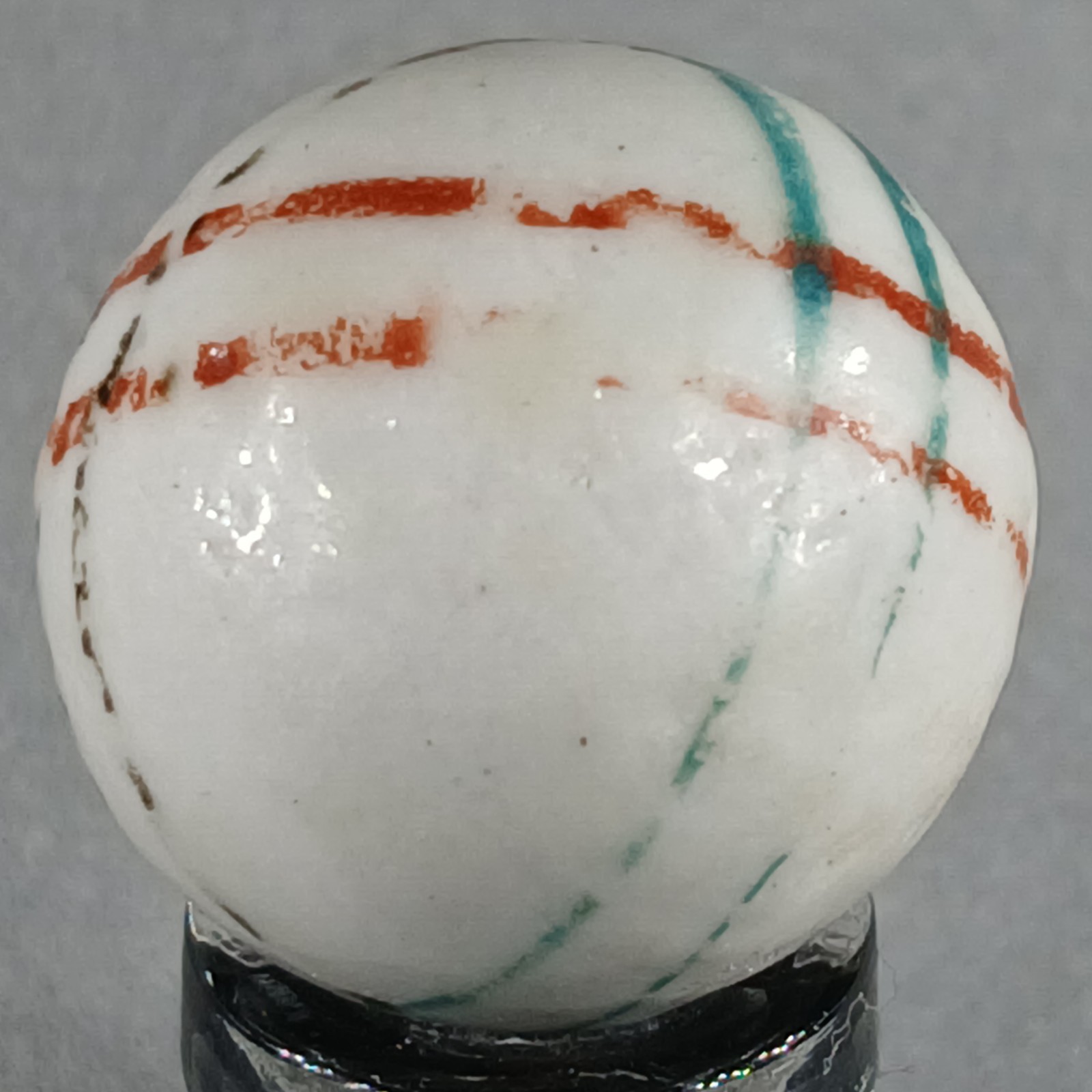Vintage German Handmade China Glazed Lined Marble .67 Inches NM Condition