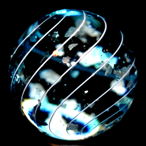 HOT HOUSE GLASS MARBLE/.948″-MICA TURQUOISE ICE-TRANSPARENT TURQ,BABY BLUE,MICA