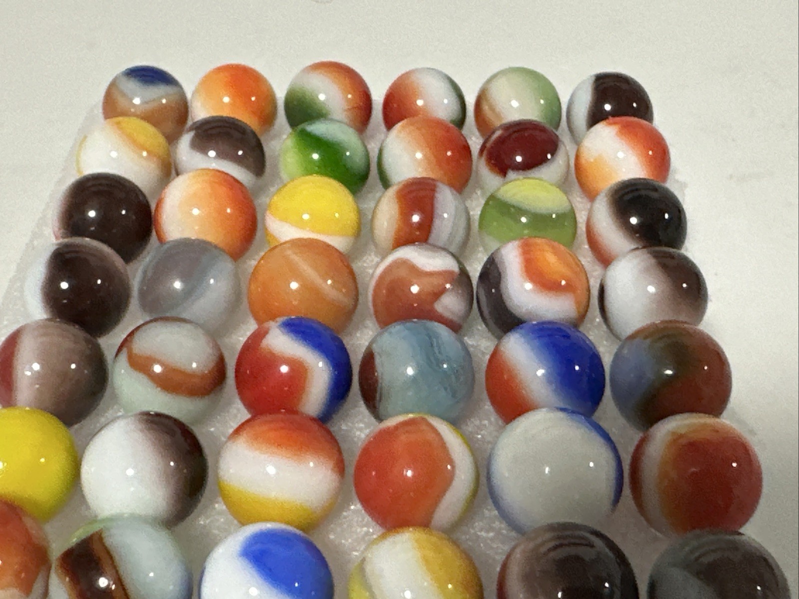 417 Awesome Mixed Lot Of 60Vintage Vitro Agate Marbles!