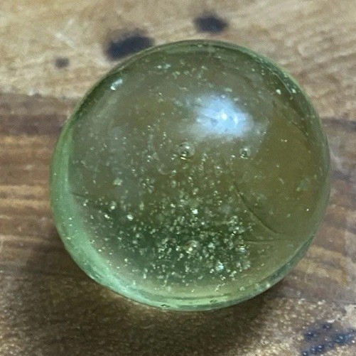 ART GLASS 1” MARBLE VASELINE URANIUM BLACKLIGHT BOUDLER-NEON GREEN