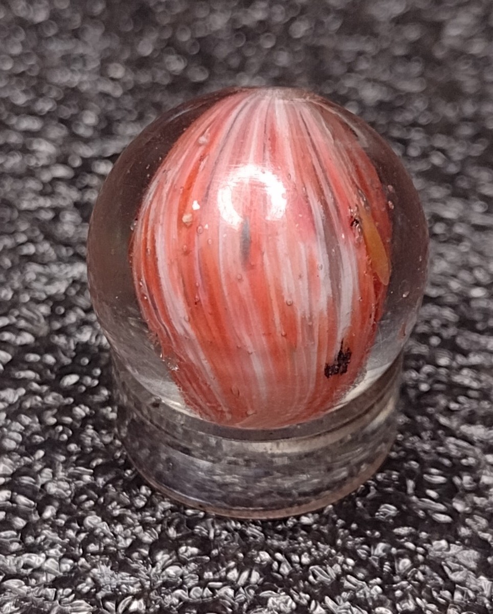 .70″ ✨☁️ SILVER MICA EOD Shrunken OnionSkin Swirl Antique Glass German Marbles