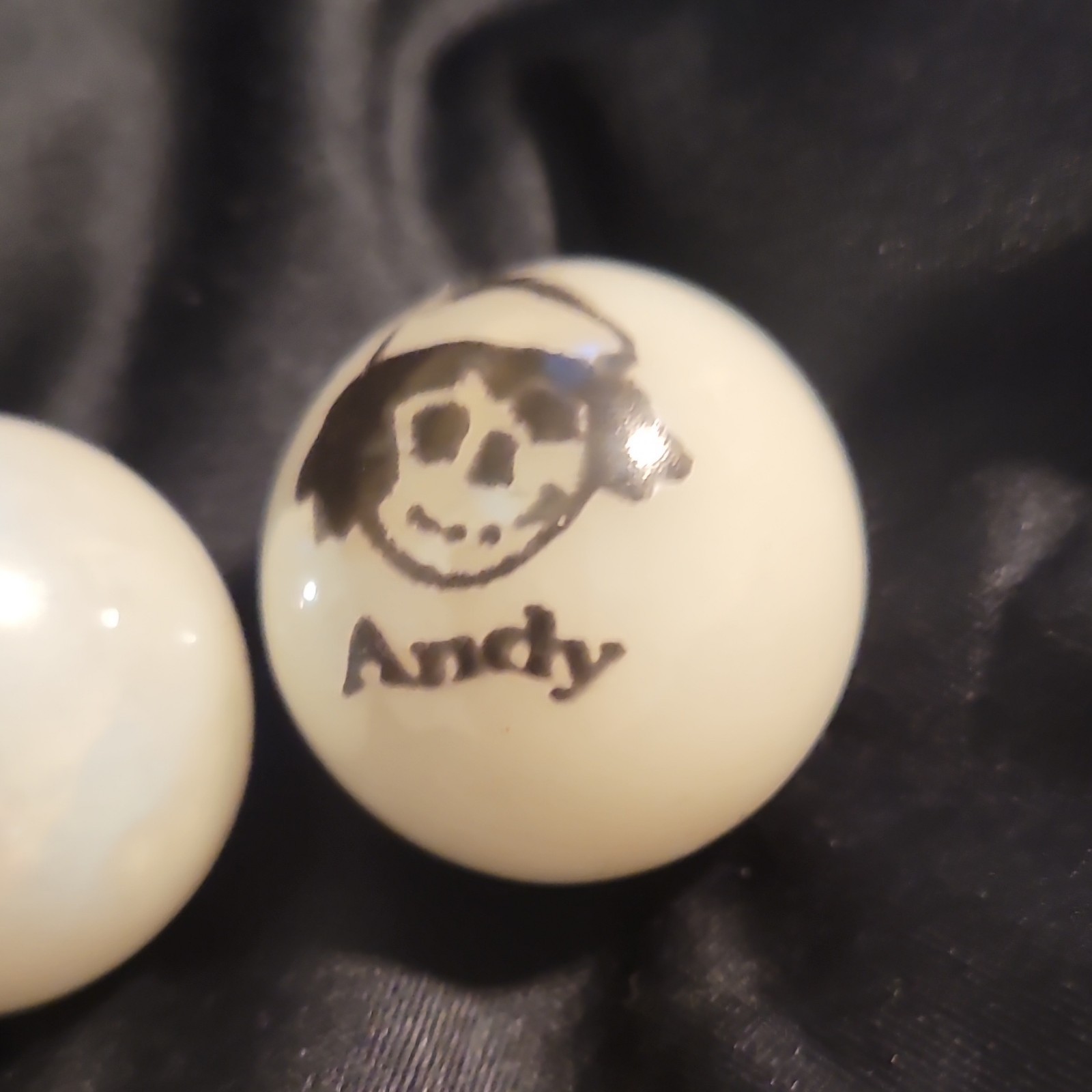 vintage Raggedy Ann & Andy Marbles Set of 2 White Collectible antique shooters