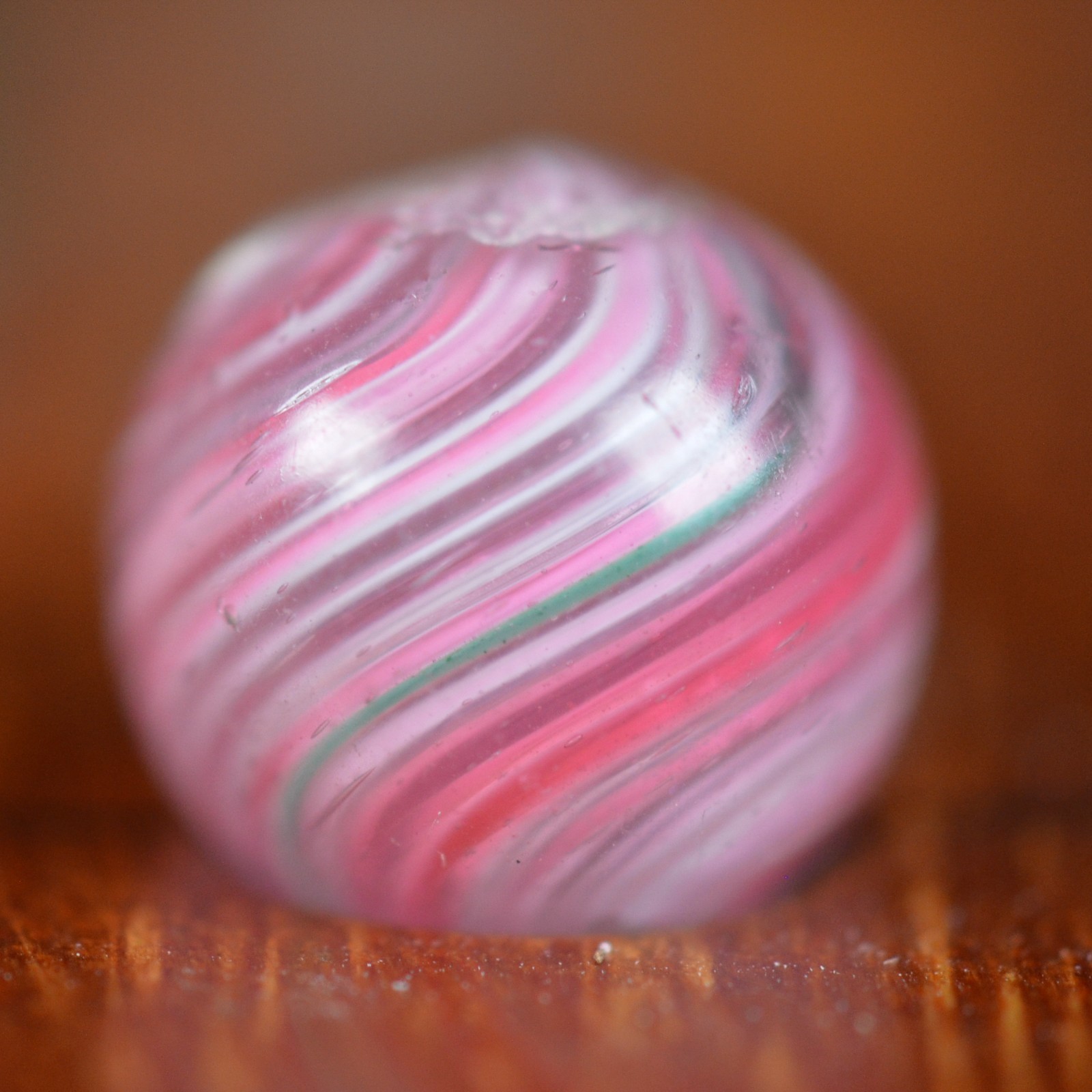 Handmade Pink Onionskin Marble, 0.44 inch, Very Tiny Peewee, Mint, Germany S1595