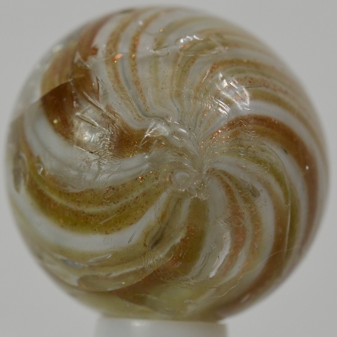 Handmade White Onionskin Lutz Marble, Larger 3/4 in, Polished, Germany, S1336