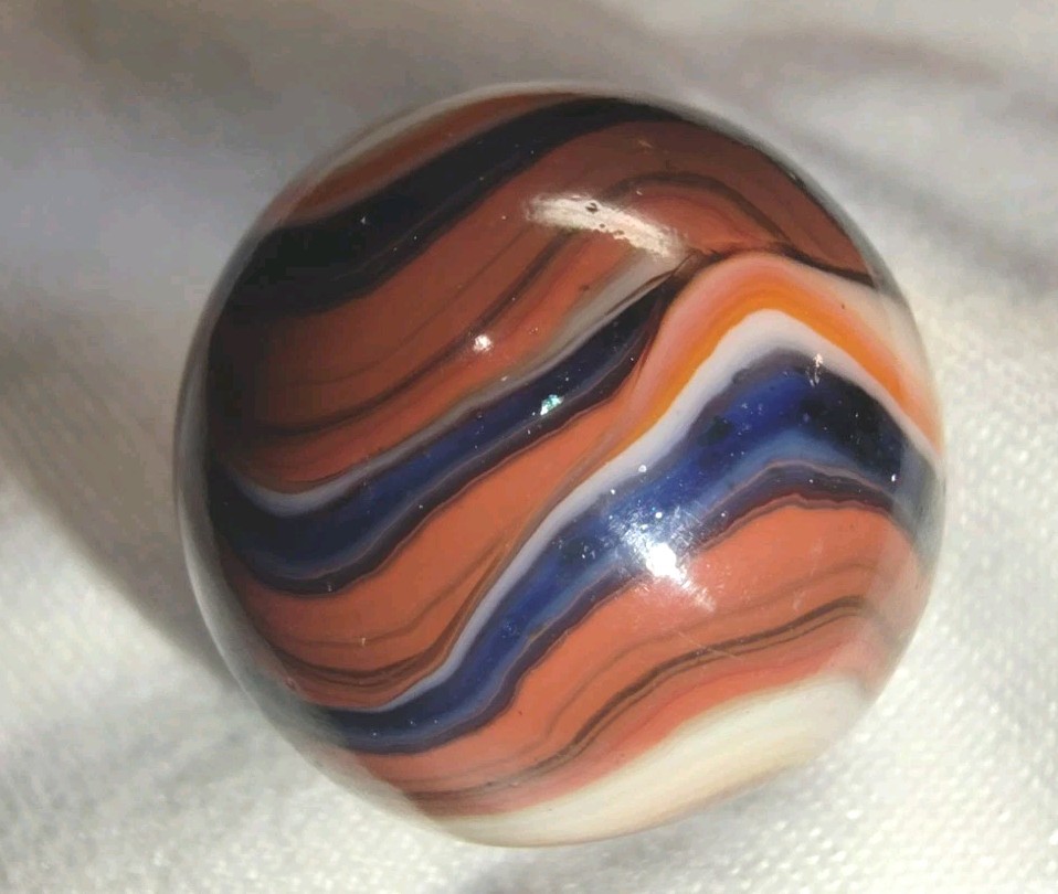 Jabo/DAS Cranberry Busy Gorgeous Flame Swirl Shooter Marble .74 Out Of Round