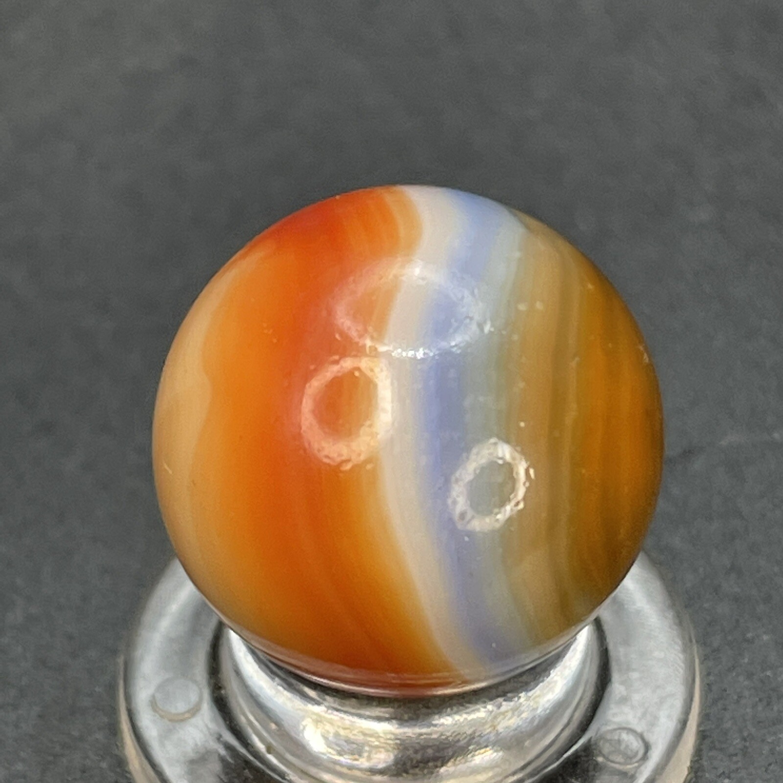 Blue Line Yellow Jacket Color Blended Vitro All Red Vintage Marbles 0.629”