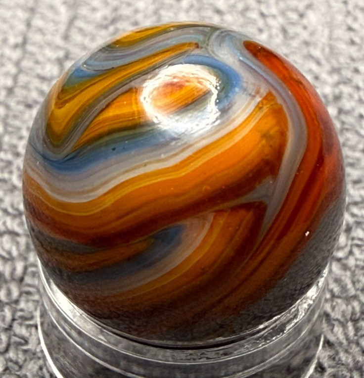 JABO / DAS .63″ Mint UV Glows Oxblood Orange Blue Yellow Swirl Marble (274)