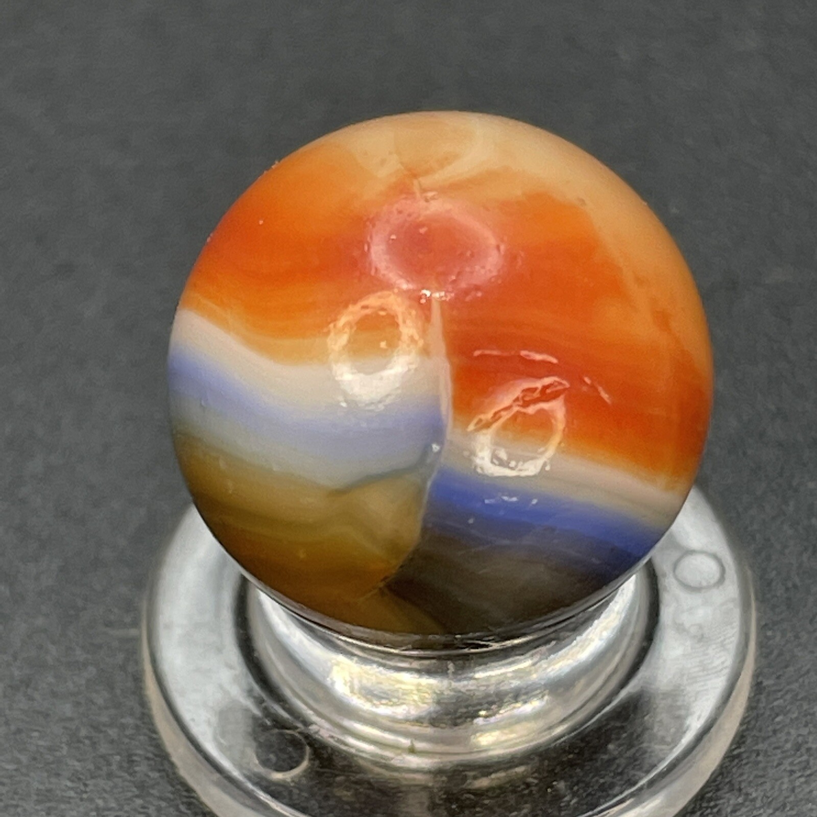 Blue Line Yellow Jacket Color Blended Vitro All Red Vintage Marbles 0.629”