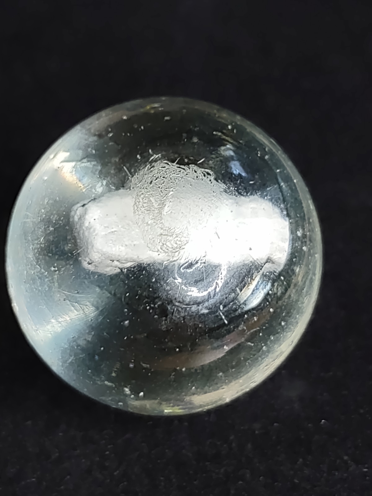 1.23″ SULPHIDE Dog Glass Toy Single Pontil Antique Handmade GERMAN Marble M-
