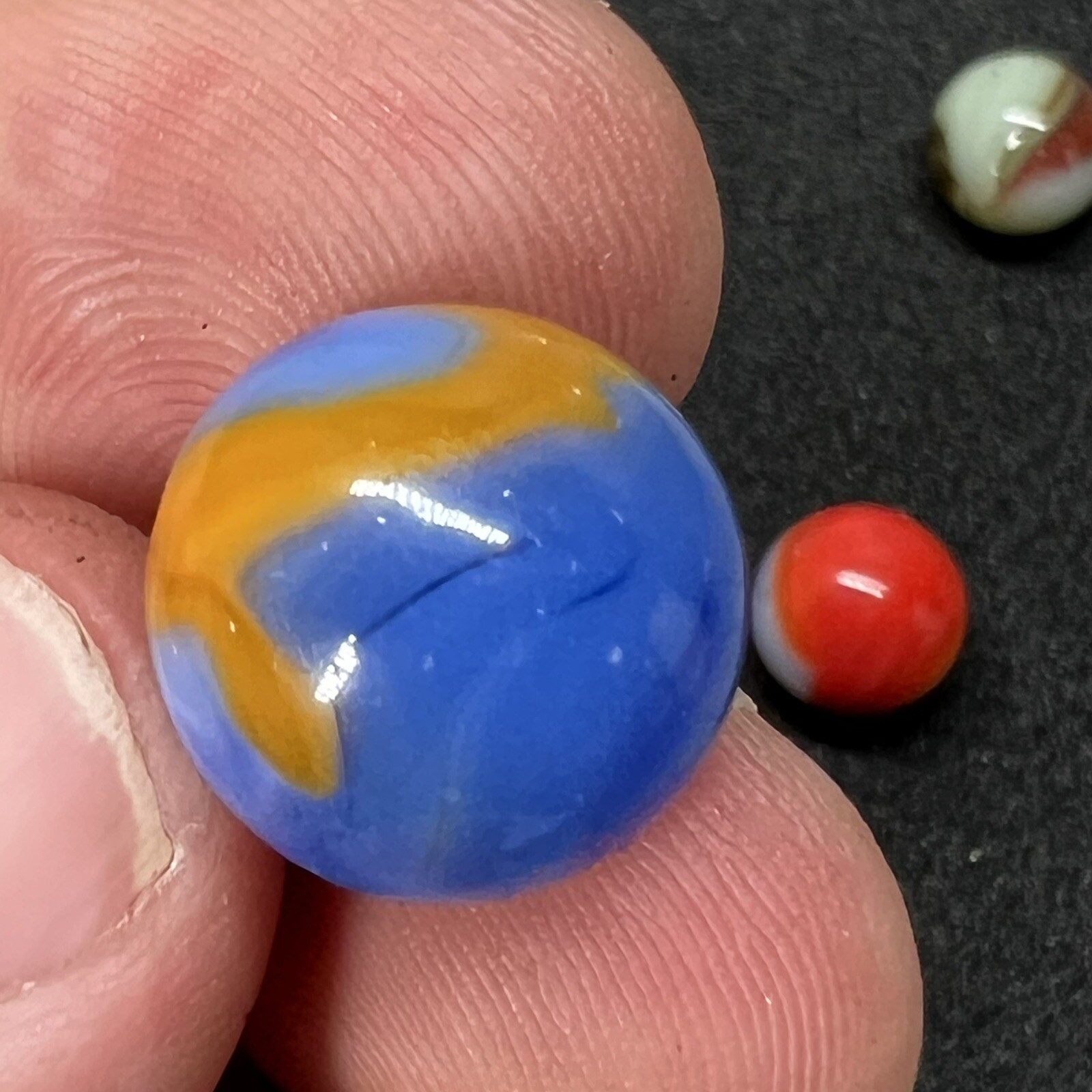 (8 Lot) Old VTG Akro Agate Peltier Glass Swirl Popeye Marble .6 Inches Nice