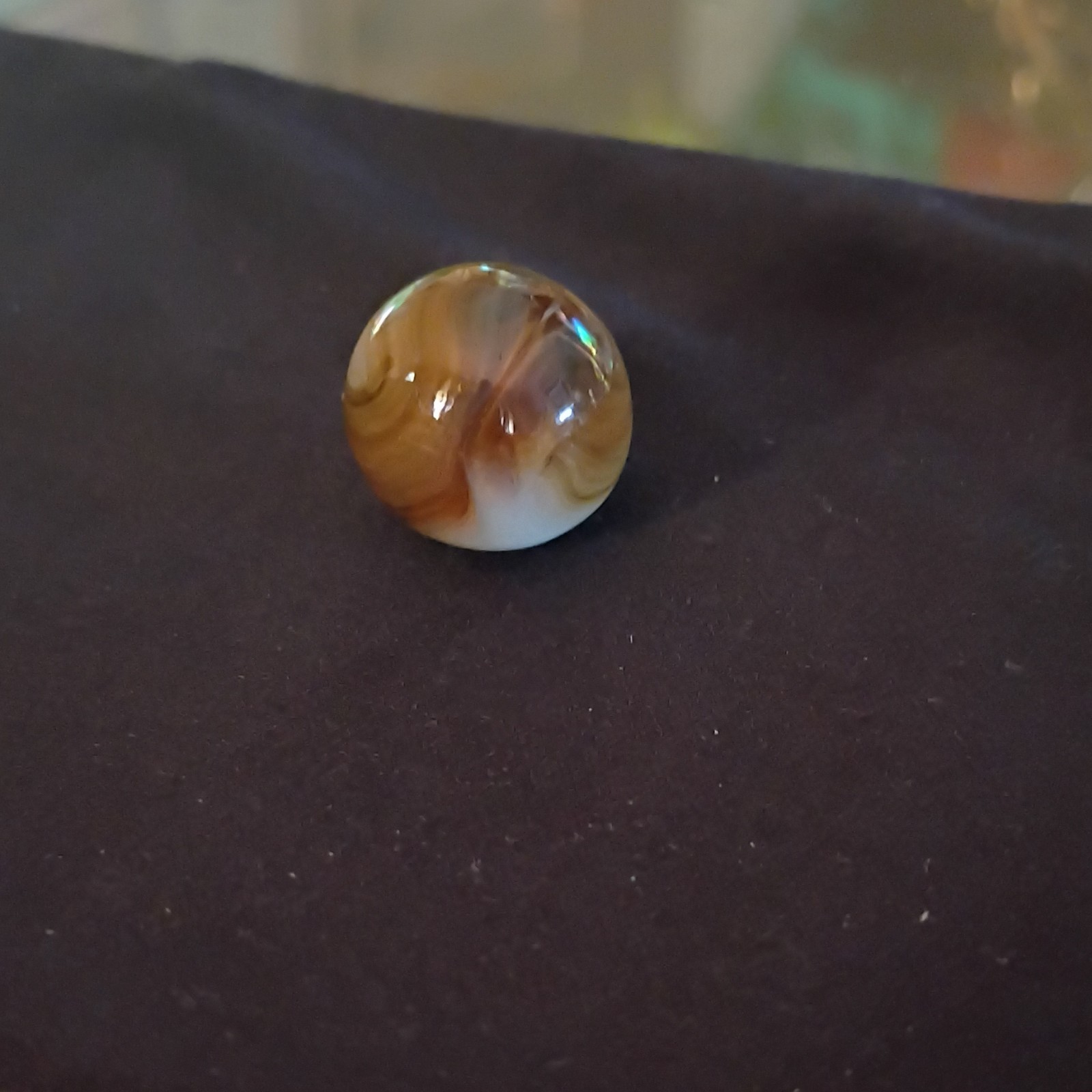 Single Glass Swirl Toy Marble, White & Brown Swirl, Ages 4-7 to 17+