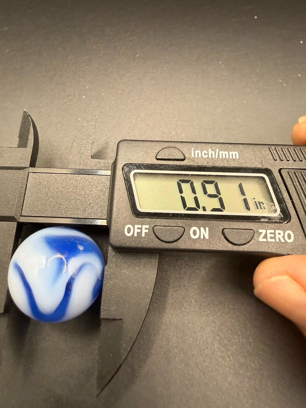 JABO Blue & White Swirl pre ‘97Machine Made Approx. 0.91 in Diameter