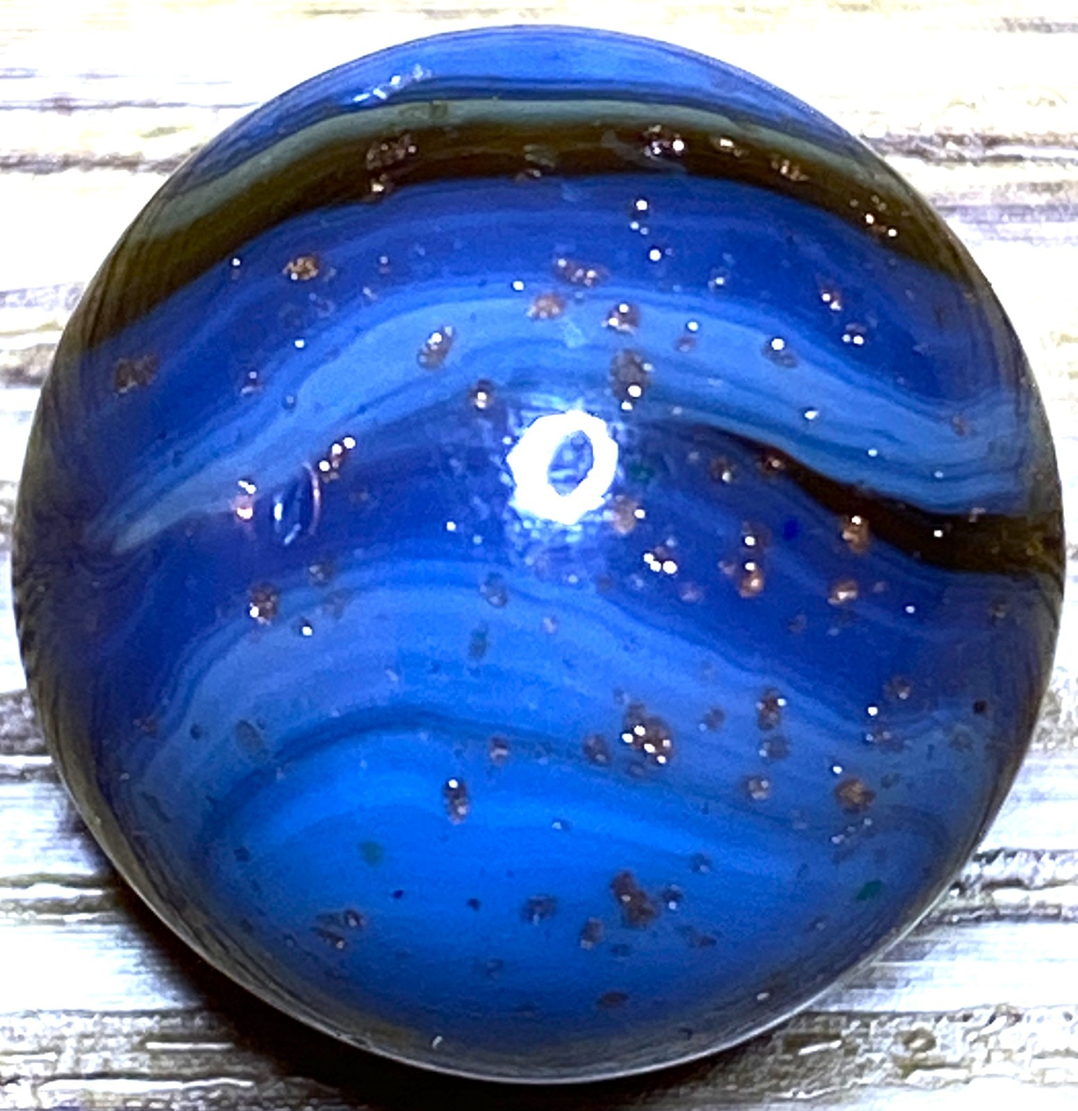 DAS/JABO AMAZING BLUE LAGOON WITH SPRINKLED LUTZ SWIRLED SHOOTER .70″ BOX03/257