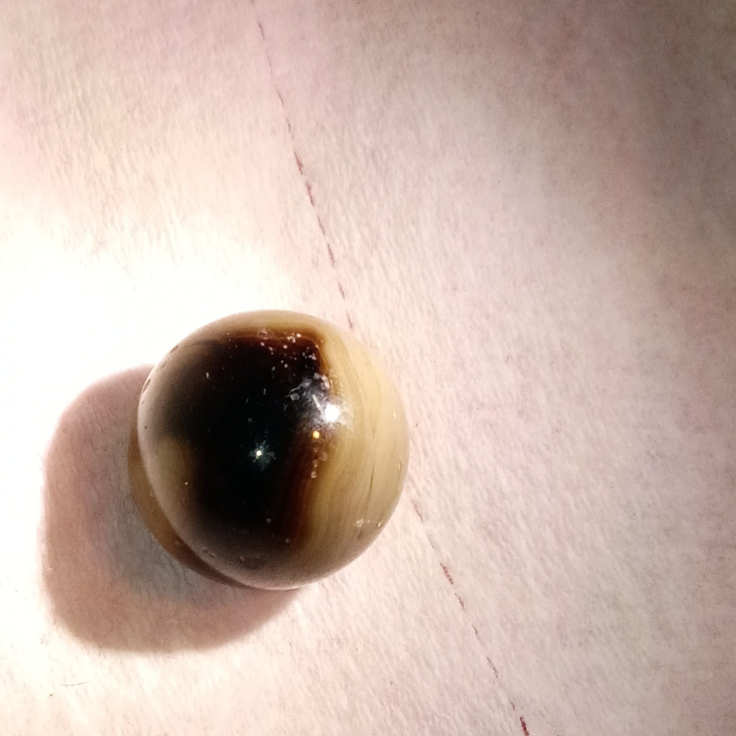 Brown, Tan, and Black Swirl Glass Toy Marble for Ages 17 Years & Up