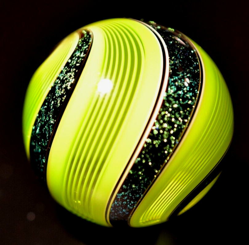 HOT HOUSE GLASS MARBLE/1.734″-LIME DICHROIC BANDED FINE LINER #315-FAST SHIP