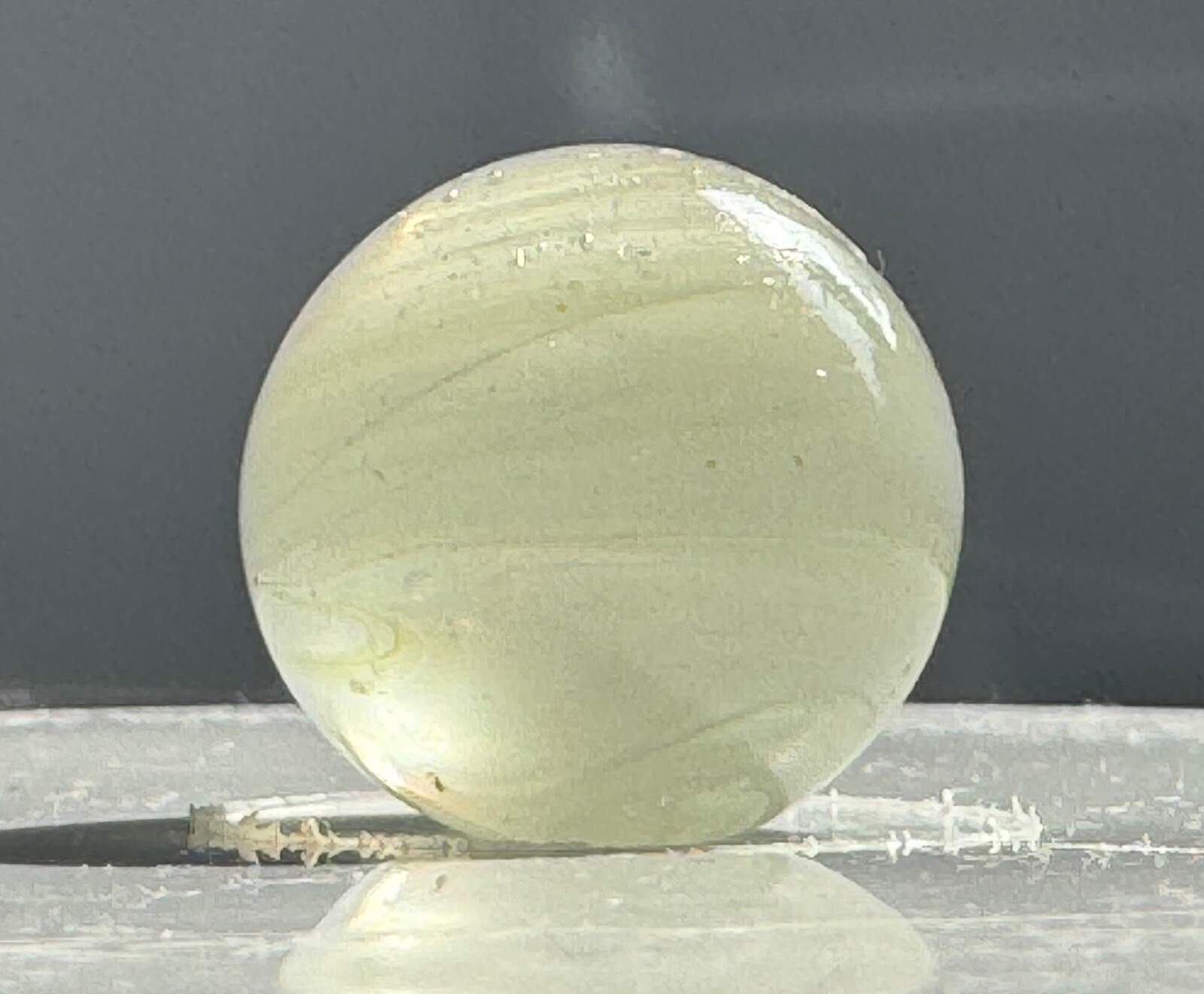 Egg Yolk & White Single Faceted Pontil Transitional Marble 21.5mm (27/32”)