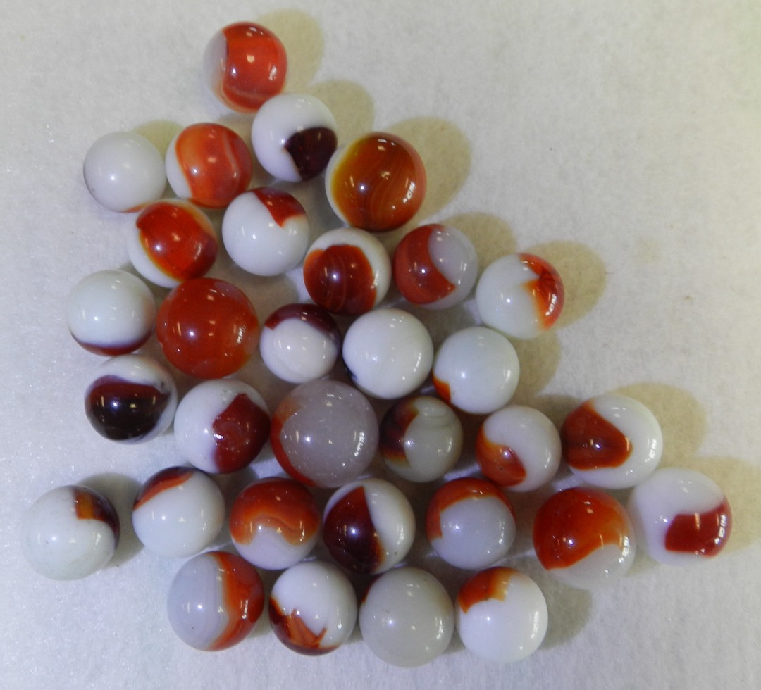 #20945m Vintage Group or Bulk Lot of 30 Mixed Company Patch Marbles