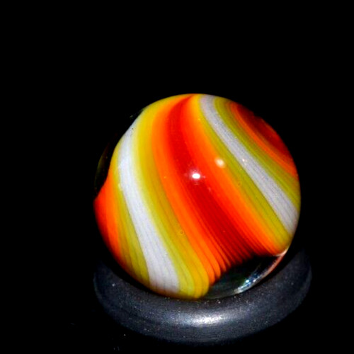 BRYAN TRILLAS GLASS MARBLE/.588″-BLACKLIGHT FIREBALL-SUNFLOWER,ORANGE,CHERRY,WHT