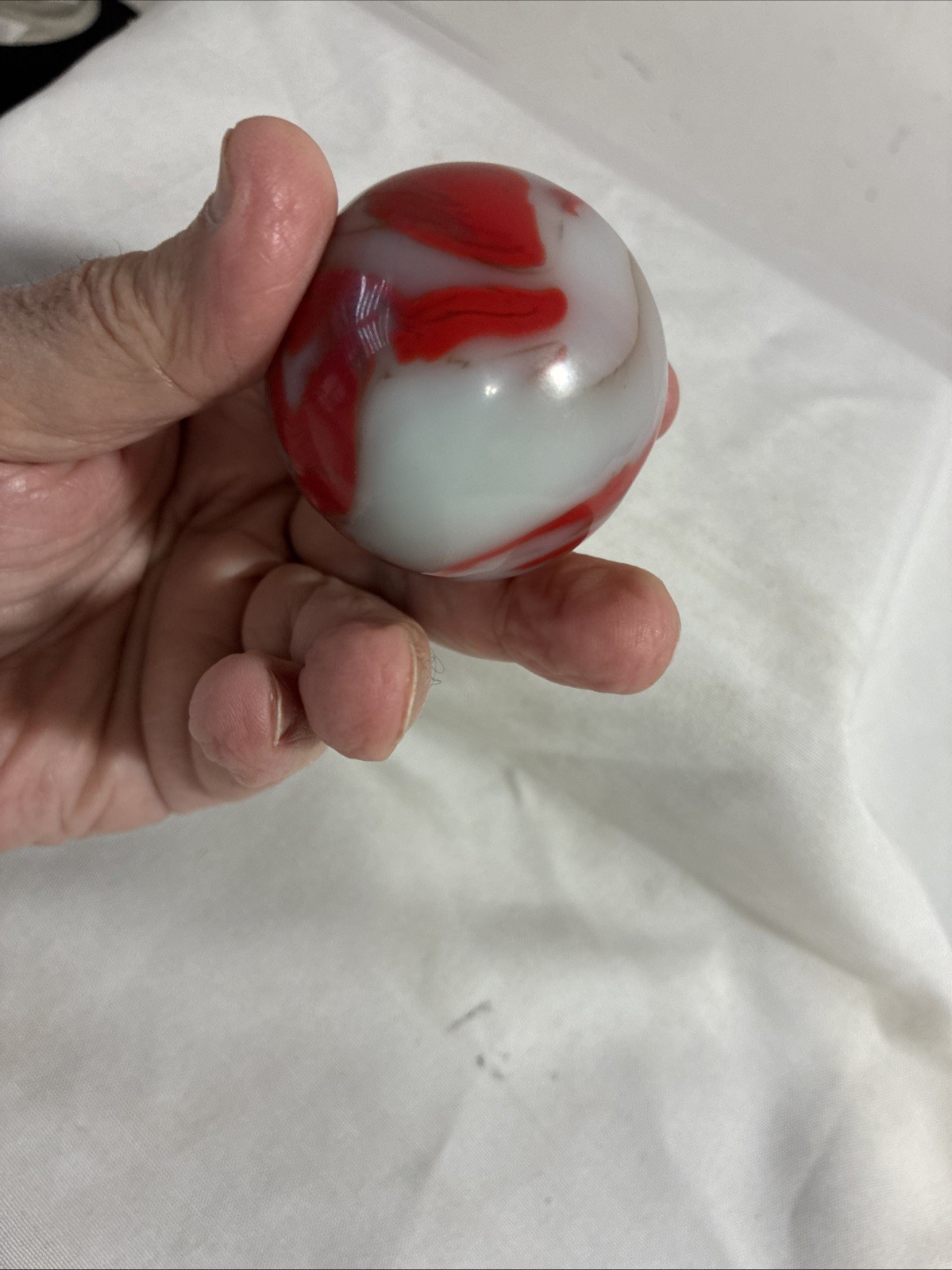 Rare VTG MARBLE PELTIER GLASS Large 2” Diameter And ~7 Oz. In Weight Very Nice