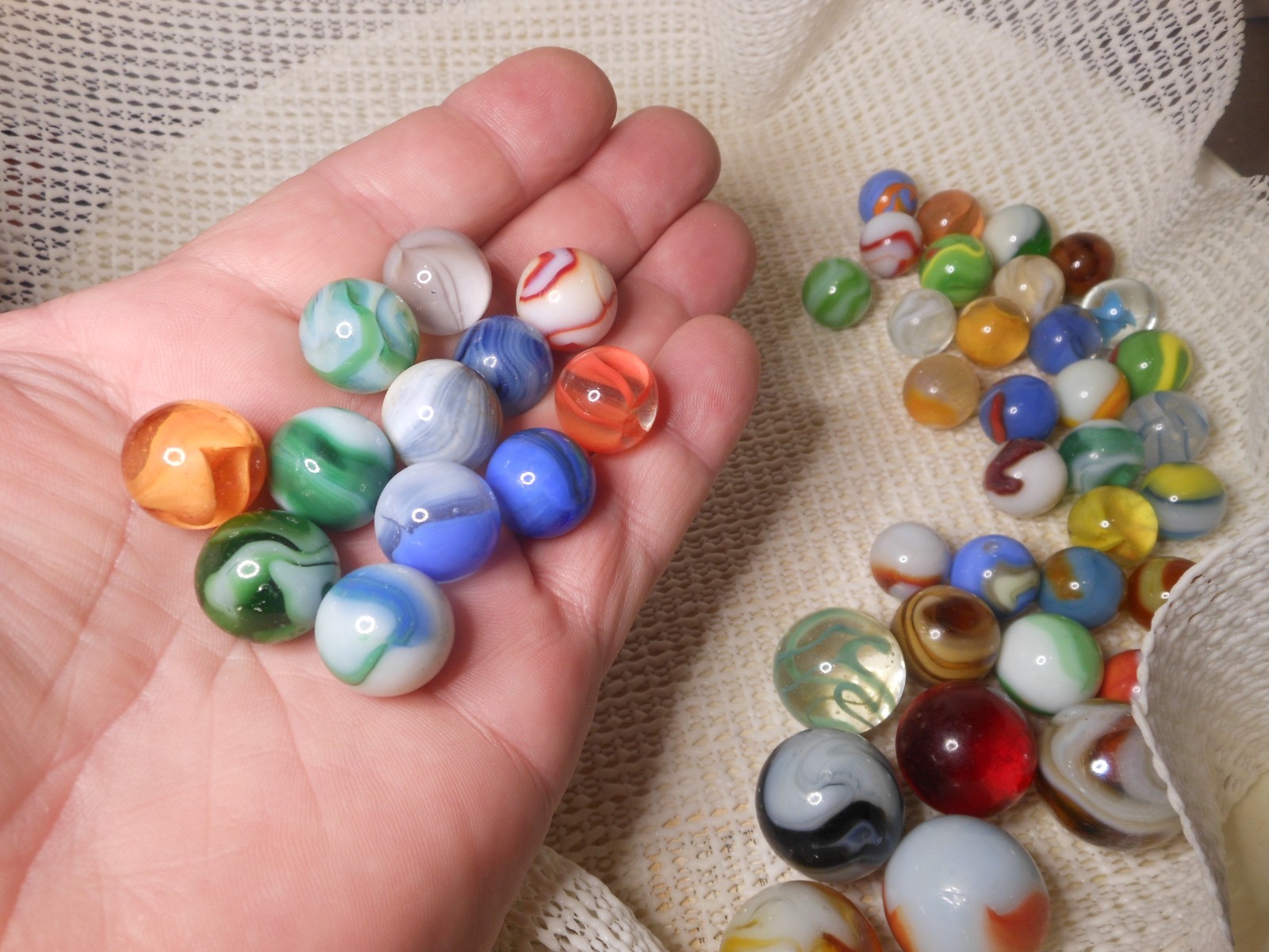 69 Variety Vintage Marbles Collectible Size Make Color Swirl Mix rare SEE VIDEO