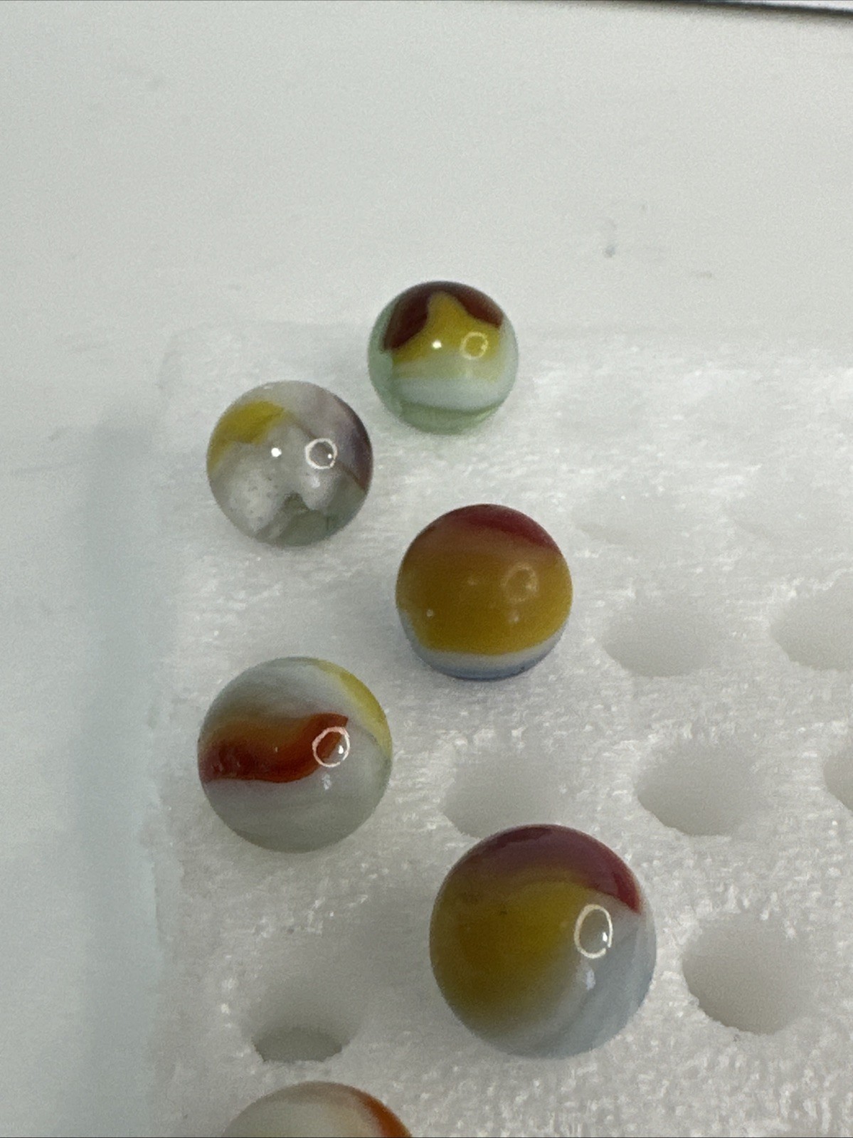 016 Lot 9 Vintage Vitro Tri Lite Elite Marbles. Played With