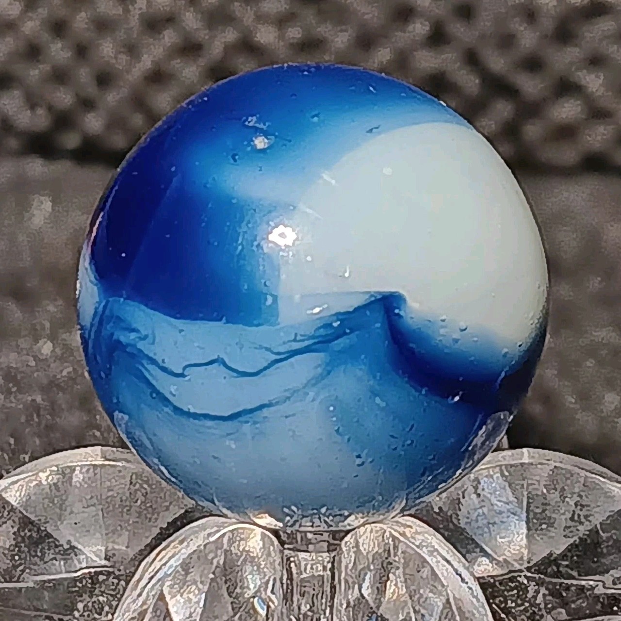 Kokomo Opalescent Glass Rainbo Marble. .61″ Nm. HTF Example