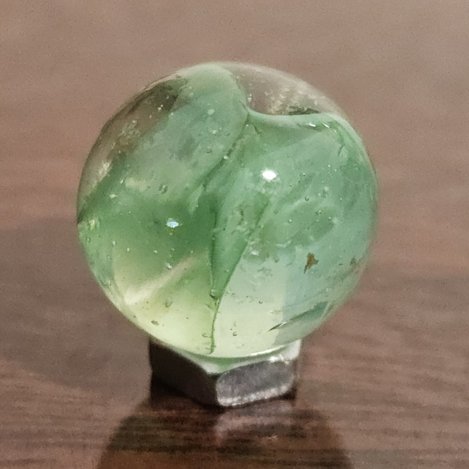 Vintage CE Bogard Mint Green Floppy 4-Lobe Cats Eye .625″ Glass Marble