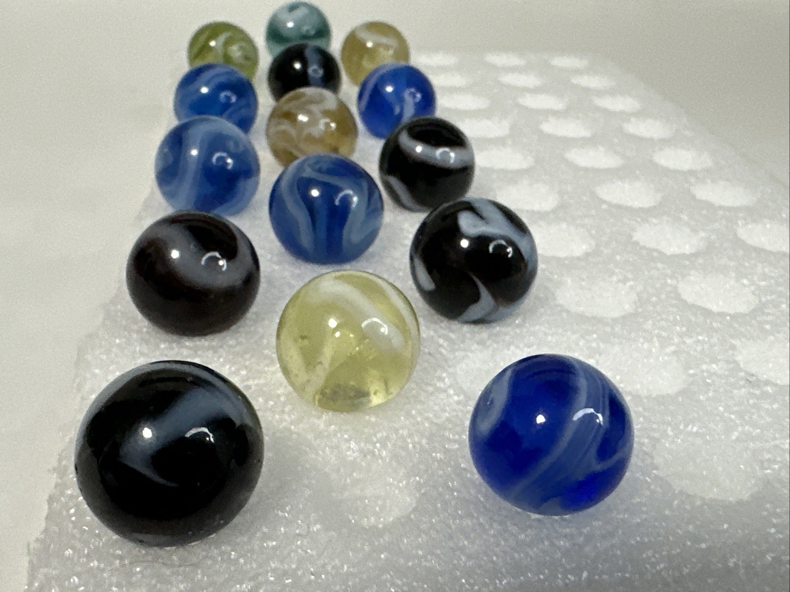115 Lot Of 15 Vintage Alox Swirl Marbles!