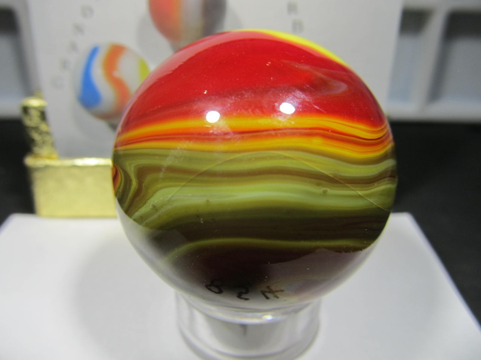 ABSOLUTELY ONE OF KIND SAM HOGUE INDIAN BLANKET MARBLE-1/ 5/8″ MINT