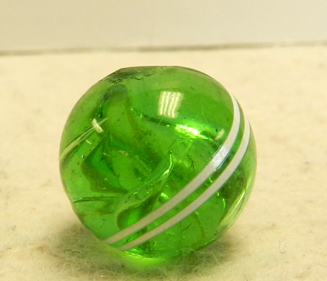 #15711m Very Nice Green Glass German Handmade Marble .67 Inches