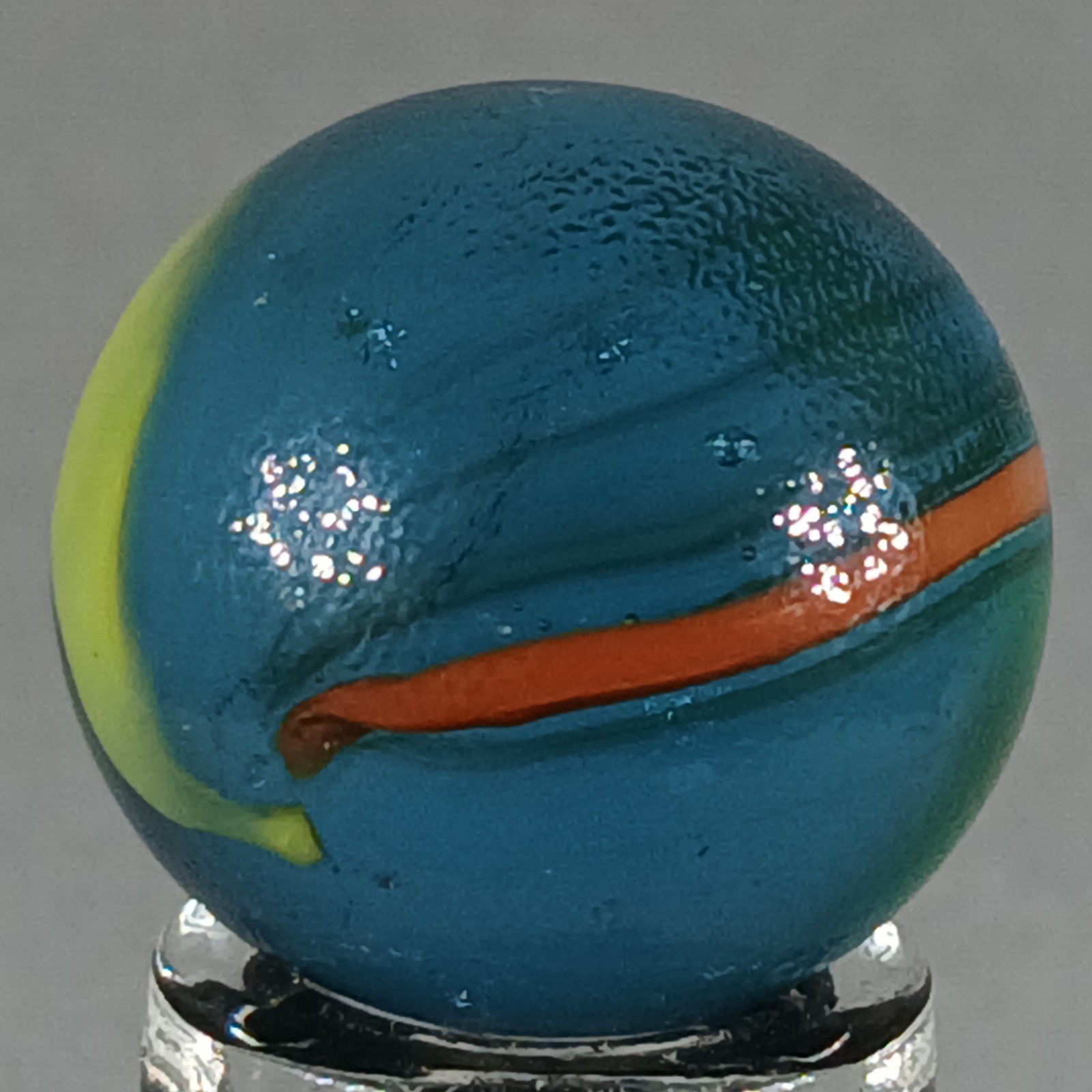 Vintage Iridescent Imported Patch And Ribbon Marble .61 Inches