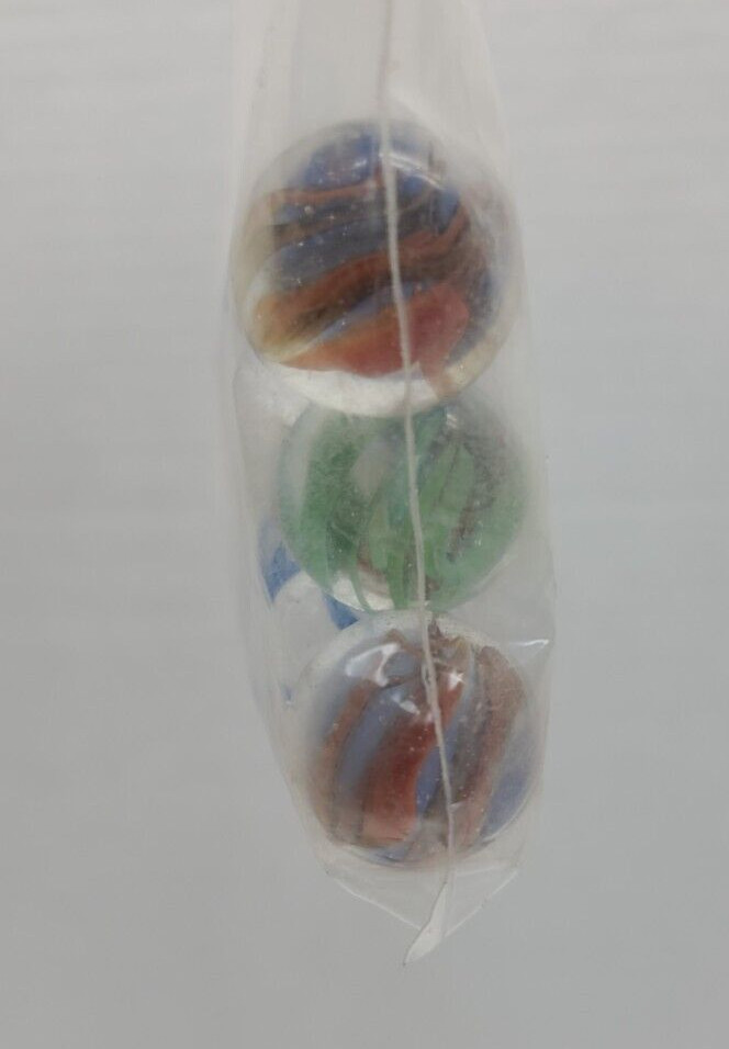 Vintage Gladding Vitro Agate Marbles Clear Swirl Green Blue Red Spaghetti Bag