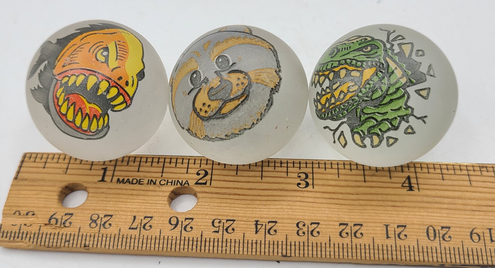 VTG Posh Marbles 1.25″ 1998 Razor Piranha #20 Capone Raccoon #57 Mr Fear #2 TRex