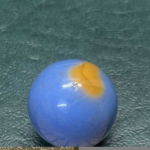 Vintage Akro Agate Peltier Orange & Light Blue Marble ~ Estate Find