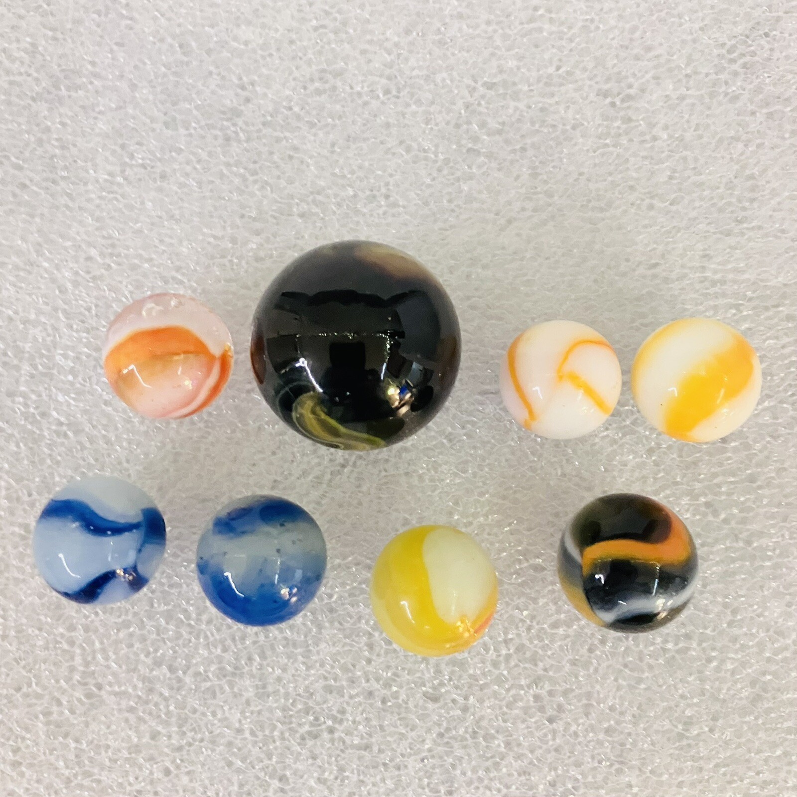 Peltier Marble Lot – Nova Shooter, Sunset Rainbo, Acme Realer, Zebra, Rainbos