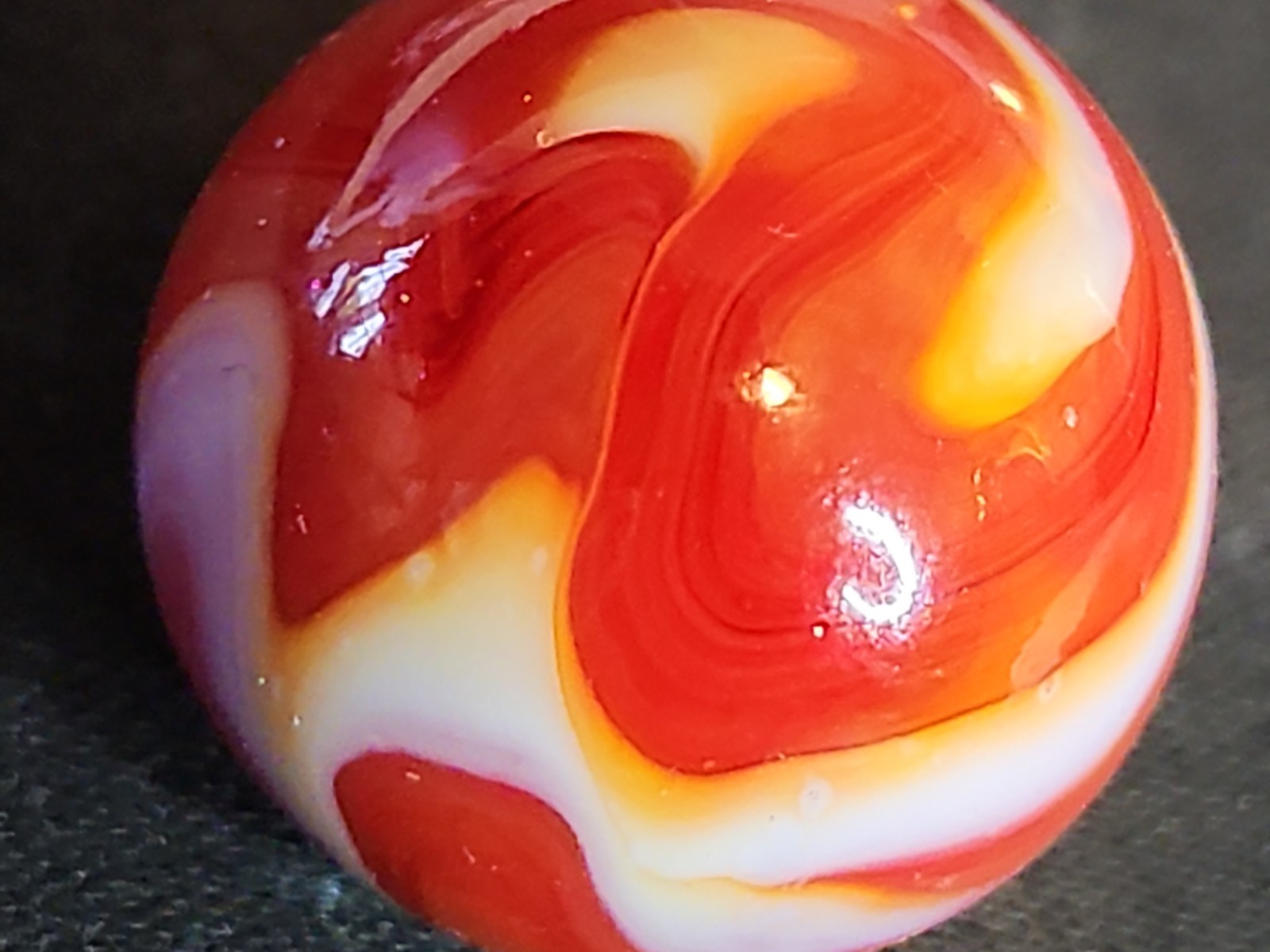 Rare 7/8″ Christensen Agate Co. (CAC) Flame Swirl Shooter Marble – Mint,…