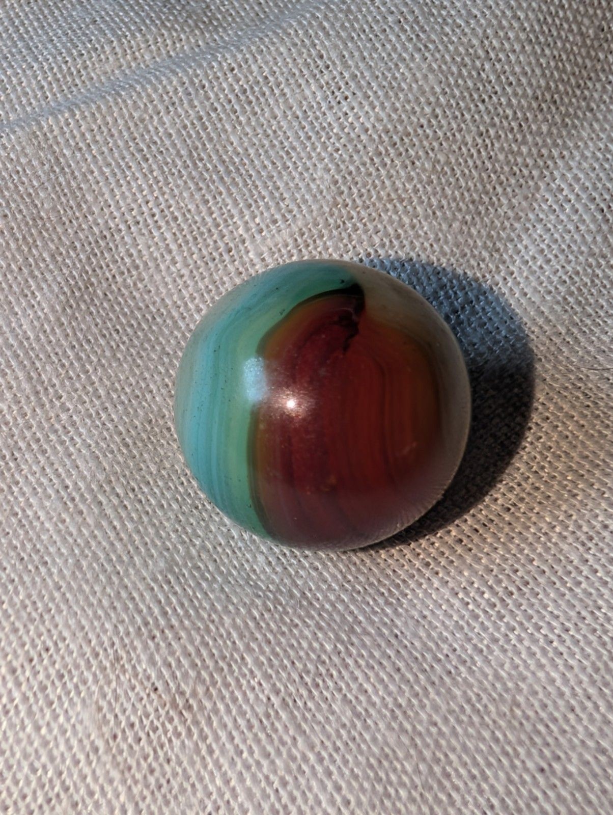 Vintage Peltier NLR Marble .59” Pastel Rainbo Cream/Teal/Burgundy Swirl